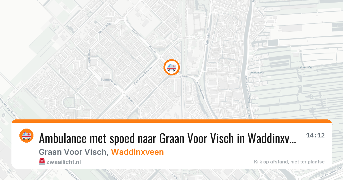 Ambulance met spoed naar Graan Voor Visch in Waddinxveen — 20 mei 2026