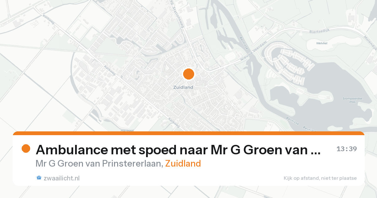 Ambulance met spoed naar Mr G Groen van Prinstererlaan in Zuidland — 21 aug 2026