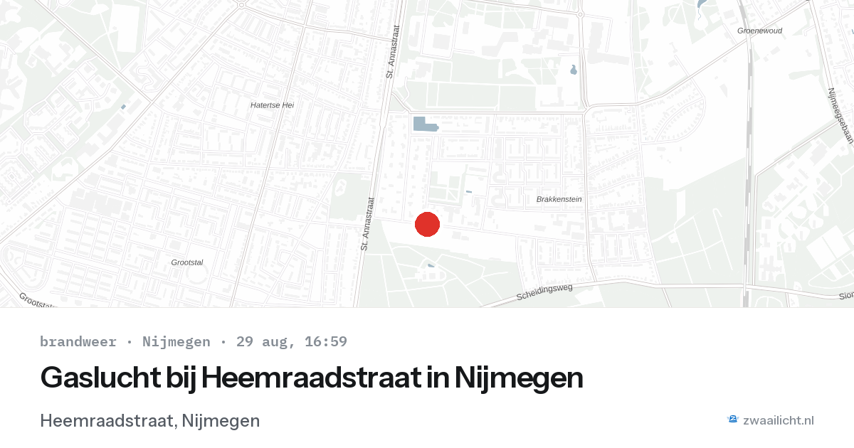 Gaslucht bij Heemraadstraat in Nijmegen — 29 aug 2026