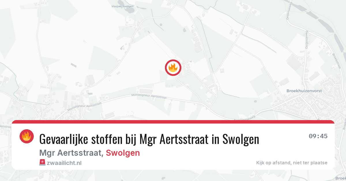 Gevaarlijke stoffen bij Mgr Aertsstraat in Swolgen — 1 apr 2026