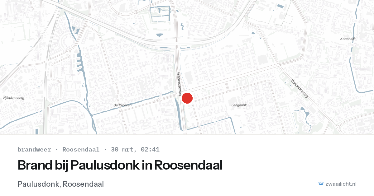 Brand bij Paulusdonk in Roosendaal — 30 mrt 2026