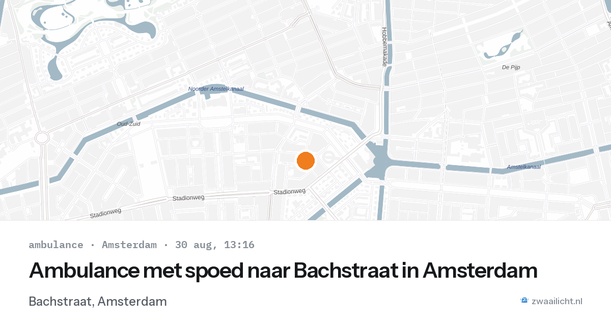 Ambulance met spoed naar Bachstraat in Amsterdam — 30 aug 2026
