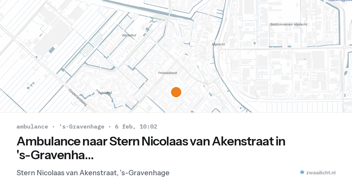 Ambulance naar Stern Nicolaas van Akenstraat in 's-Gravenhage — 6 feb 2026