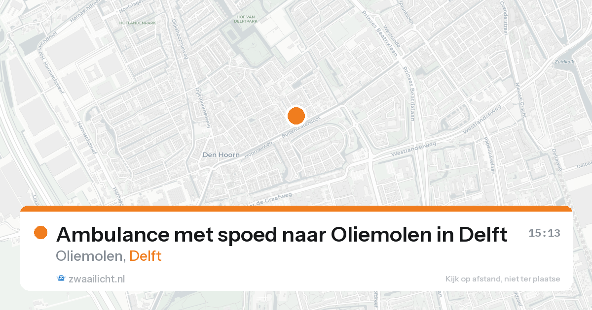 Ambulance met spoed naar Oliemolen in Delft — 21 aug 2026