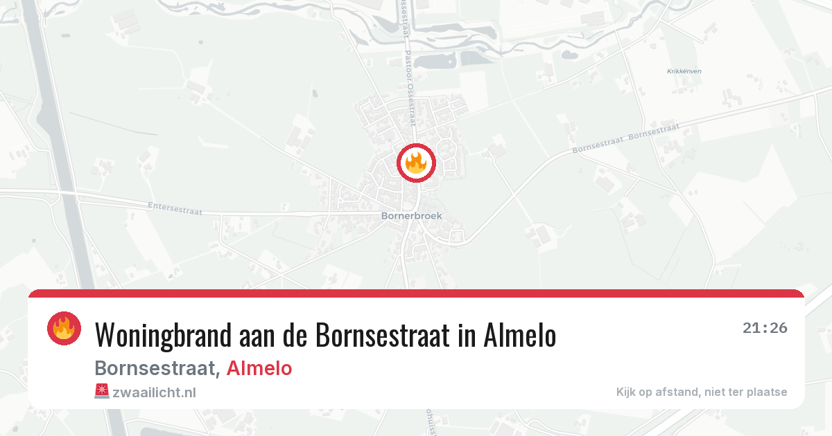Woningbrand aan de Bornsestraat in Almelo — 22 apr 2026