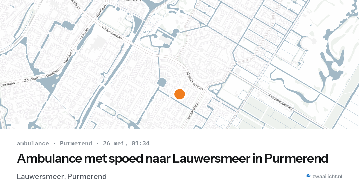 Ambulance met spoed naar Lauwersmeer in Purmerend — 25 mei 2026