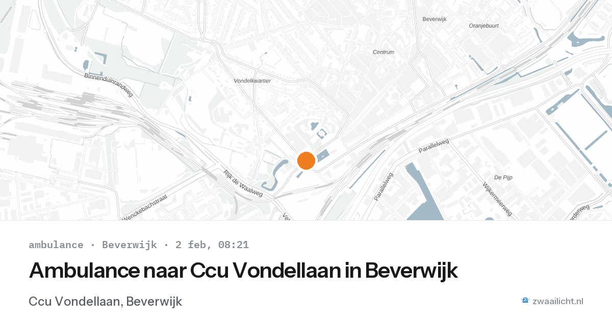 Ambulance naar Ccu Vondellaan in Beverwijk — 2 feb 2026