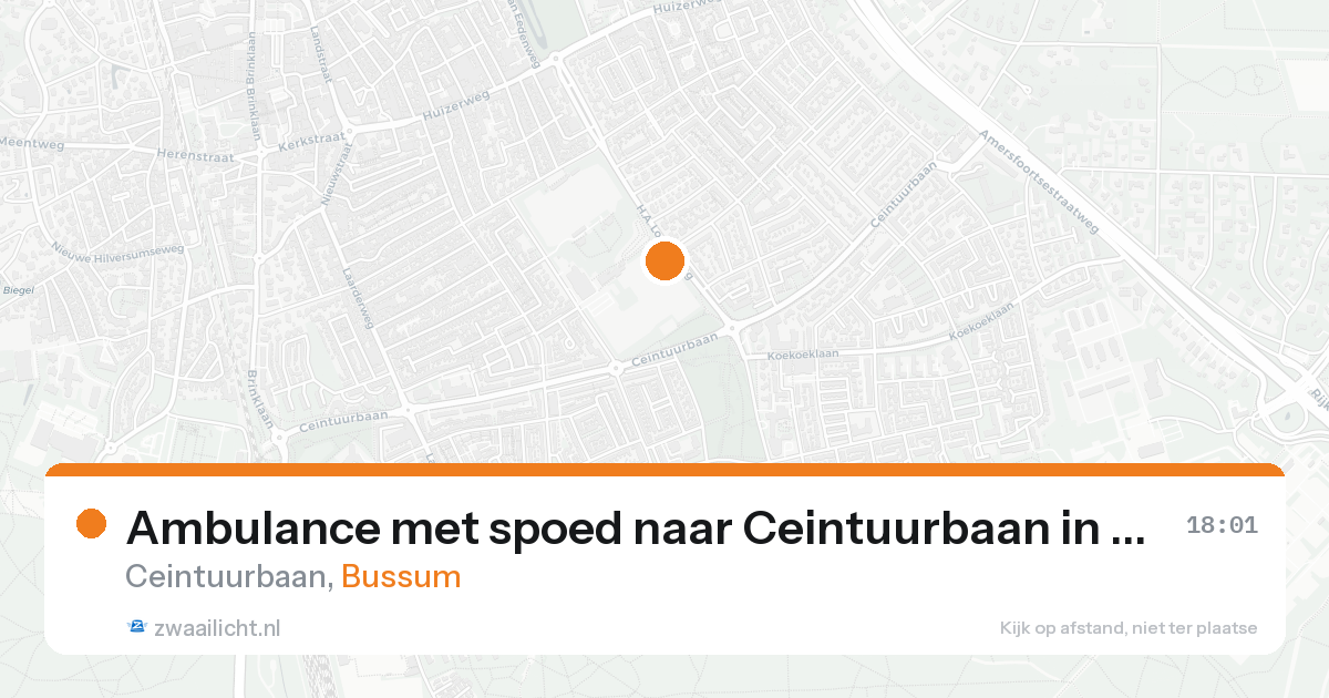Ambulance met spoed naar Ceintuurbaan in Bussum — 20 aug 2026