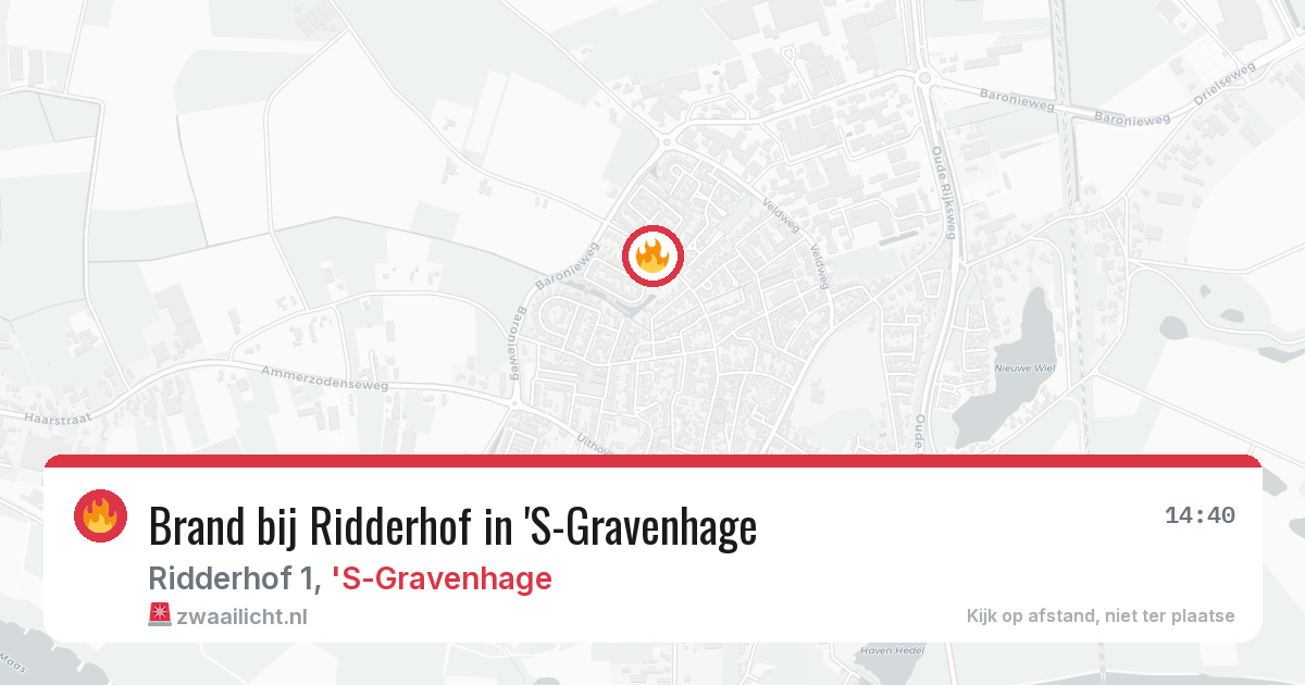 Brand bij Ridderhof in 'S-Gravenhage — 12 aug 2026