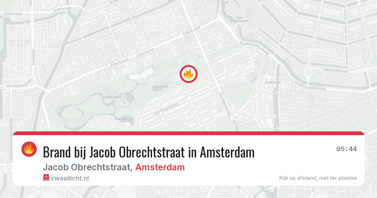 Brand bij Jacob Obrechtstraat in Amsterdam — 22 apr 2026