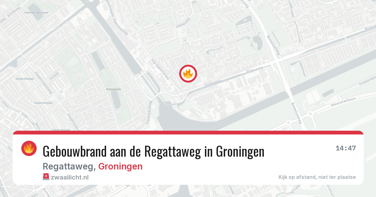 Gebouwbrand aan de Regattaweg in Groningen — 24 jun 2026
