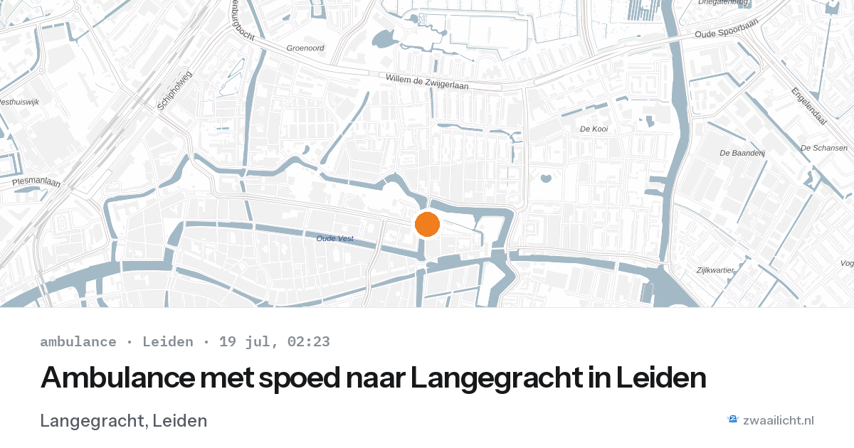 Ambulance met spoed naar Langegracht in Leiden — 19 jul 2026