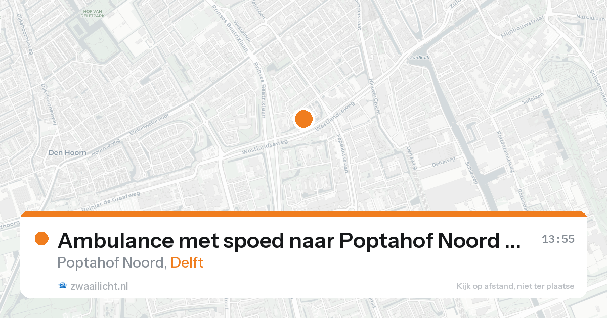 Ambulance met spoed naar Poptahof Noord in Delft — 20 aug 2026