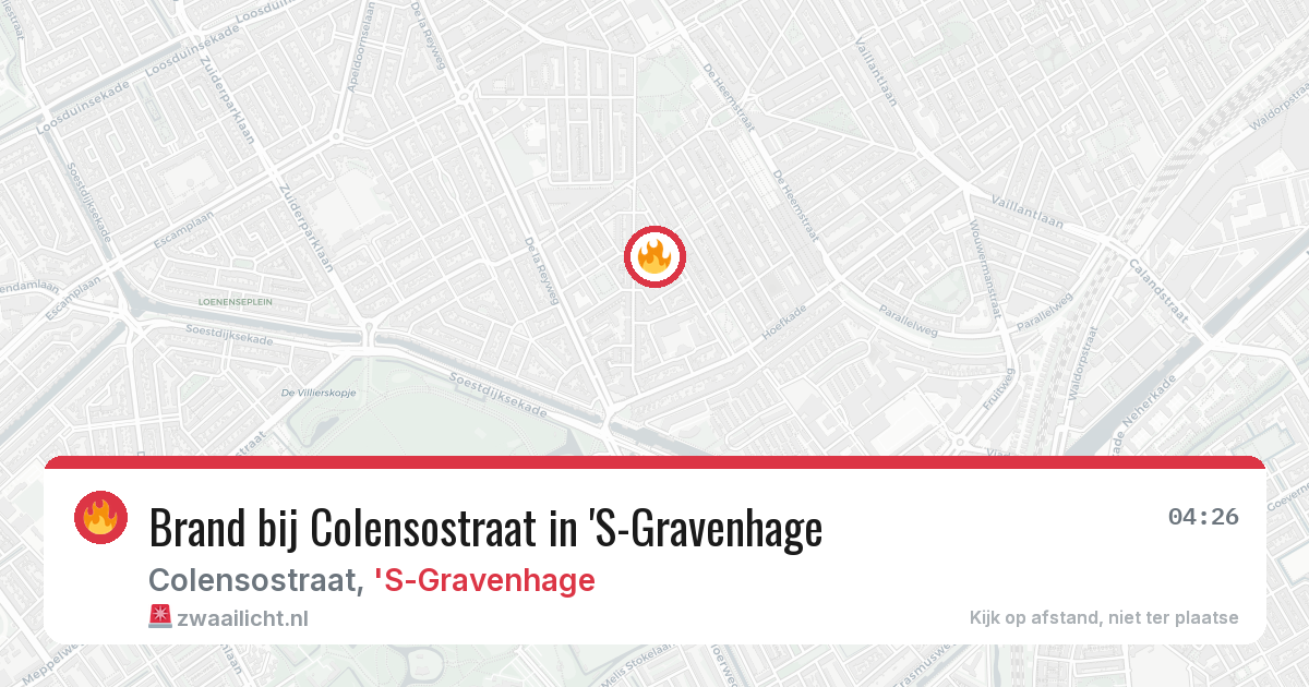 Brand bij Colensostraat in 'S-Gravenhage — 7 aug 2026