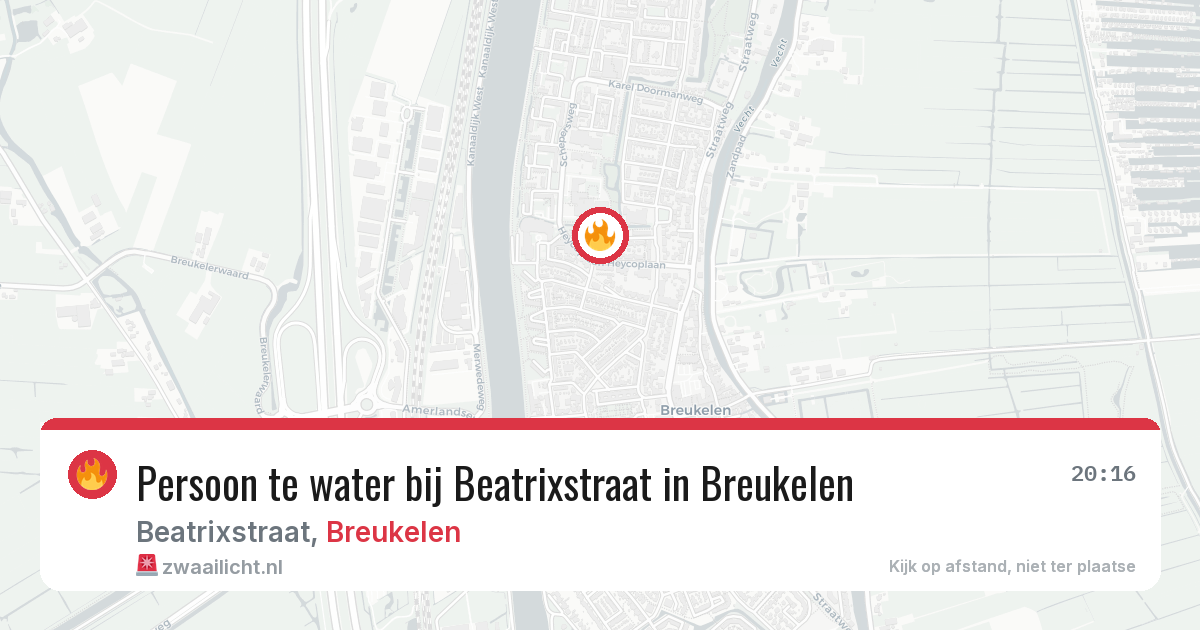 Persoon te water bij Beatrixstraat in Breukelen — 22 jul 2026