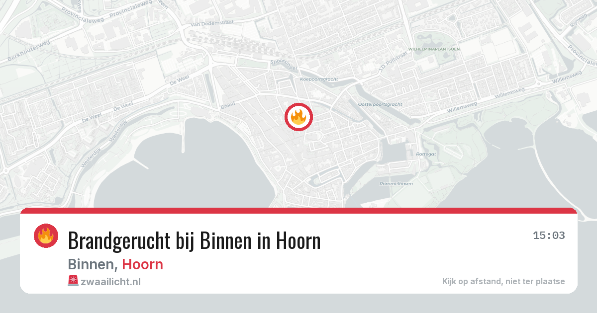 Brandgerucht bij Binnen in Hoorn — 25 jun 2026