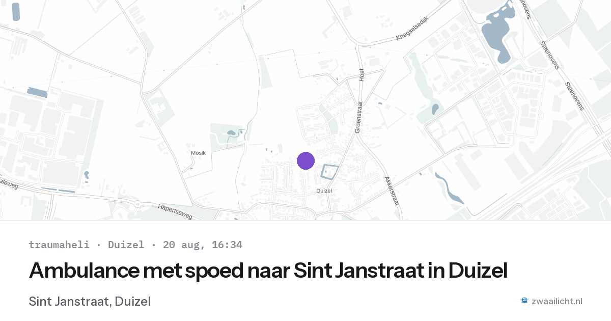 Ambulance met spoed naar Sint Janstraat in Duizel — 20 aug 2026