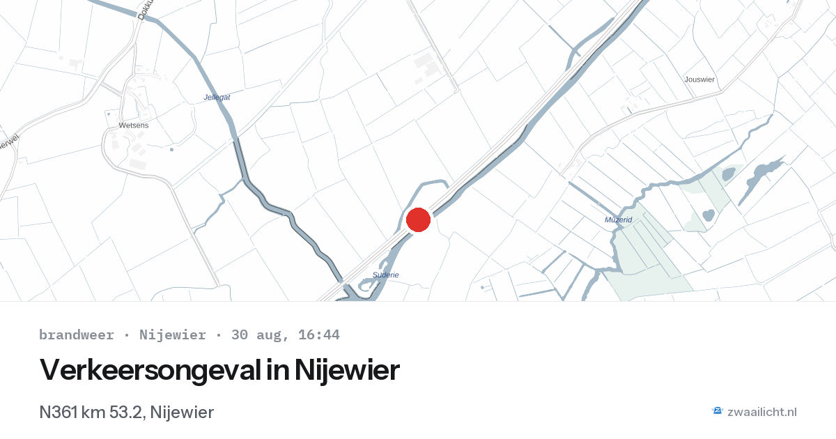 Verkeersongeval in Nijewier — 30 aug 2026