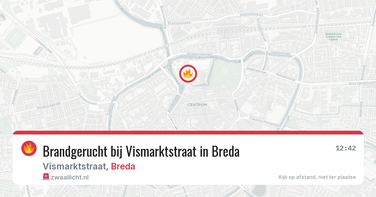 Brandgerucht bij Vismarktstraat in Breda — 18 jul 2026