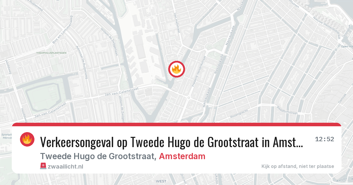 Verkeersongeval op Tweede Hugo de Grootstraat in Amsterdam — 23 apr 2026