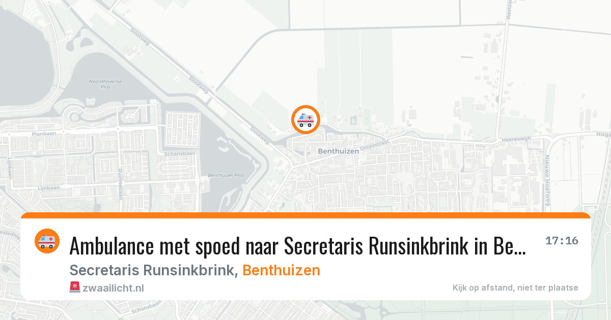 Ambulance met spoed naar Secretaris Runsinkbrink in Benthuizen — 18 mei 2026