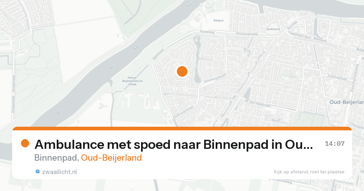 Ambulance met spoed naar Binnenpad in Oud-Beijerland — 15 aug 2026