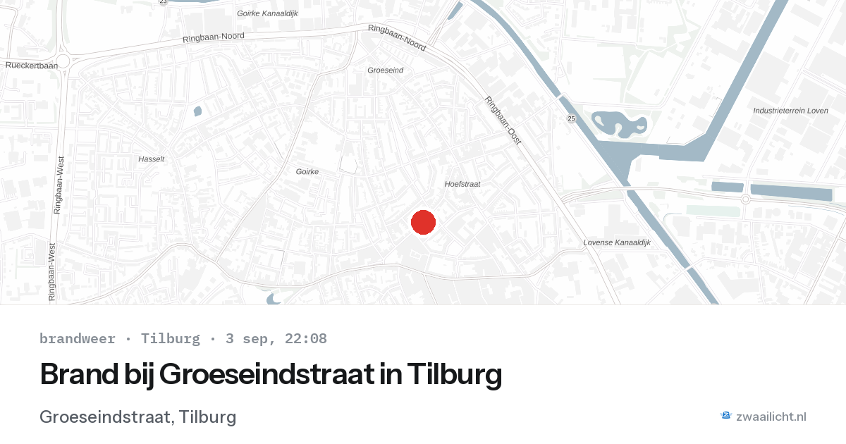 Brand bij Groeseindstraat in Tilburg — 3 sep 2026