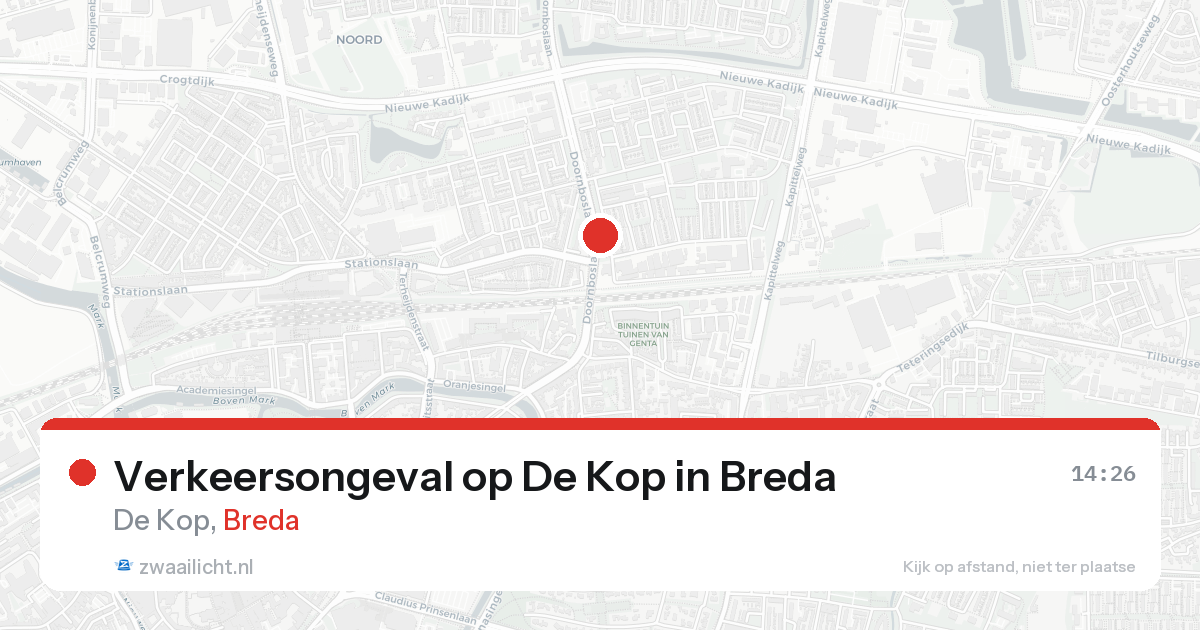 Verkeersongeval op De Kop in Breda — 15 aug 2026