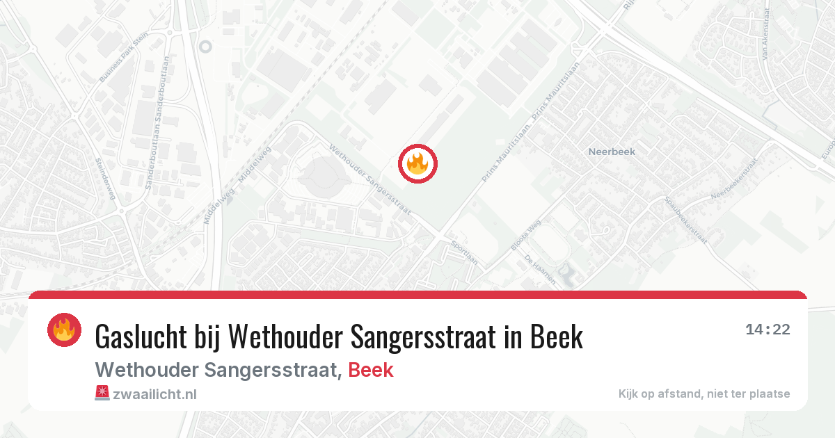 Gaslucht bij Wethouder Sangersstraat in Beek — 7 jul 2026