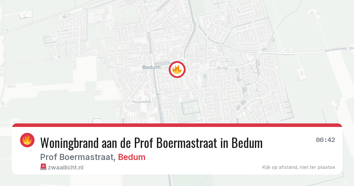Woningbrand aan de Prof Boermastraat in Bedum — 10 feb 2026