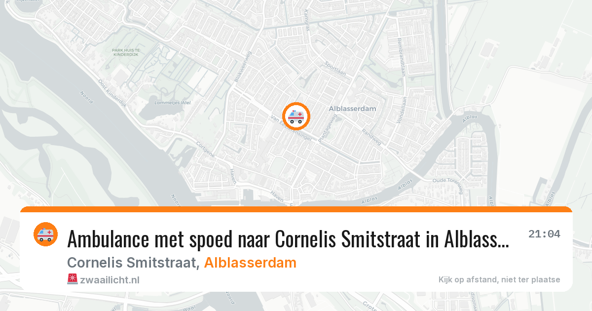 Ambulance met spoed naar Cornelis Smitstraat in Alblasserdam — 24 apr 2026