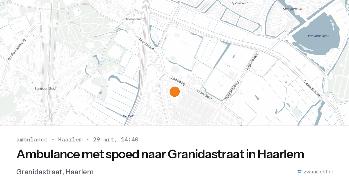 Ambulance met spoed naar Granidastraat in Haarlem — 29 mrt 2026