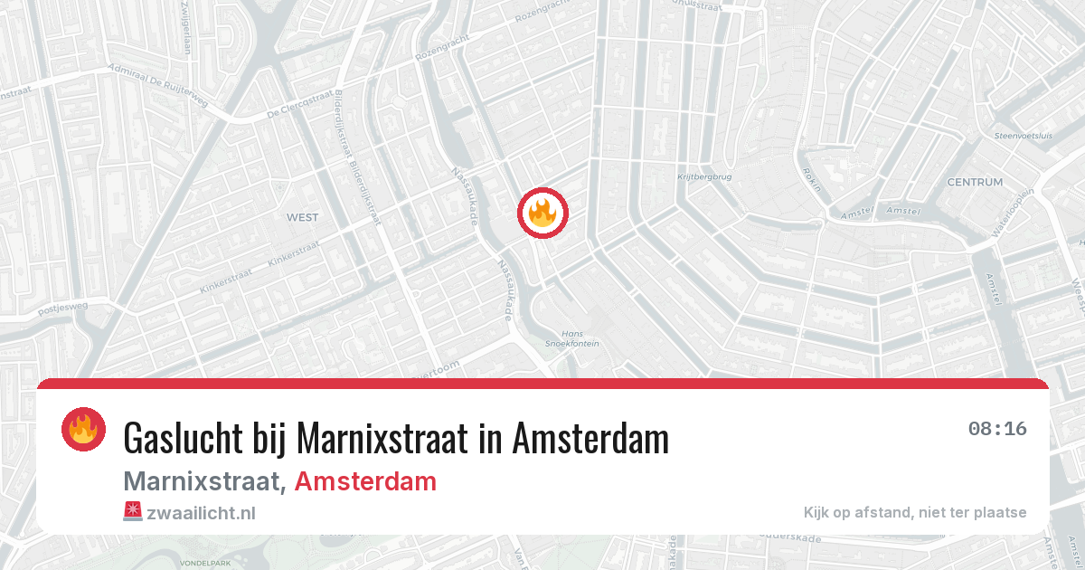 Gaslucht bij Marnixstraat in Amsterdam — 9 jul 2026