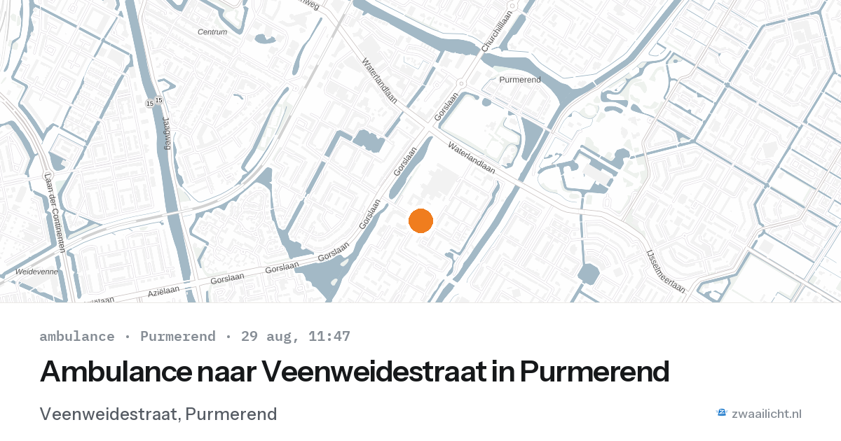 Ambulance naar Veenweidestraat in Purmerend — 29 aug 2026