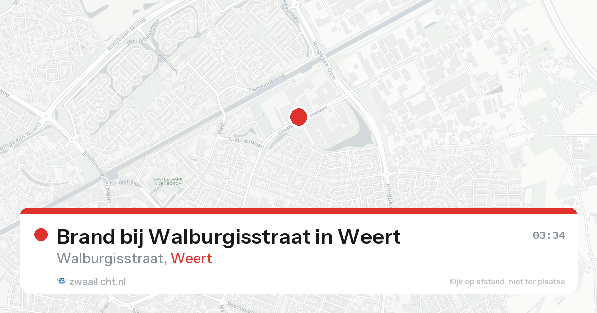 Brand bij Walburgisstraat in Weert — 21 aug 2026