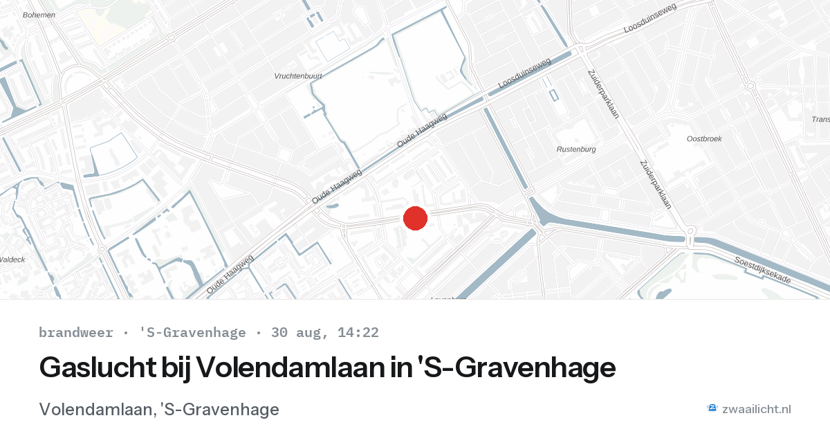 Gaslucht bij Volendamlaan in 'S-Gravenhage — 30 aug 2026