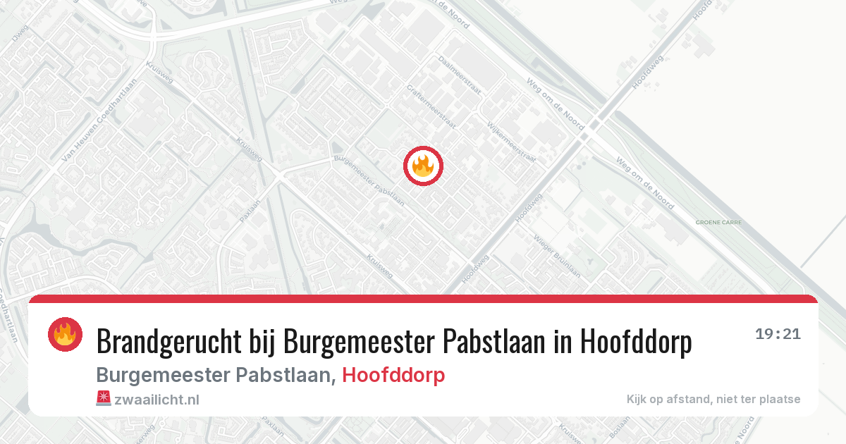 Brandgerucht bij Burgemeester Pabstlaan in Hoofddorp — 13 aug 2026
