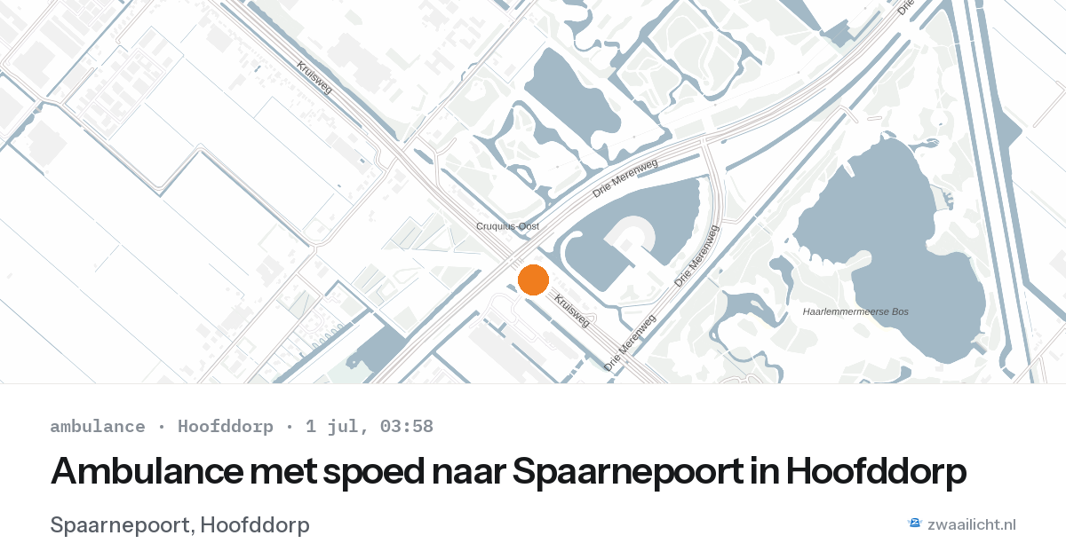 Ambulance met spoed naar Spaarnepoort in Hoofddorp — 1 jul 2026