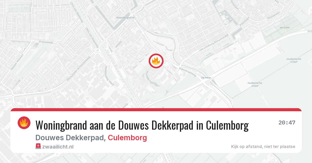 Woningbrand aan de Douwes Dekkerpad in Culemborg — 29 mrt 2026