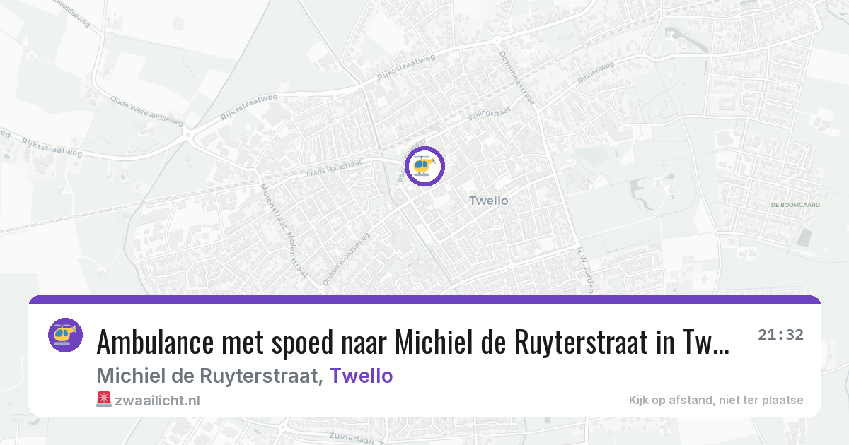 Ambulance met spoed naar Michiel de Ruyterstraat in Twello — 8 jul 2026