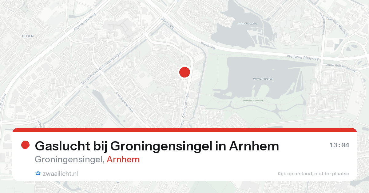 Gaslucht bij Groningensingel in Arnhem — 25 aug 2026