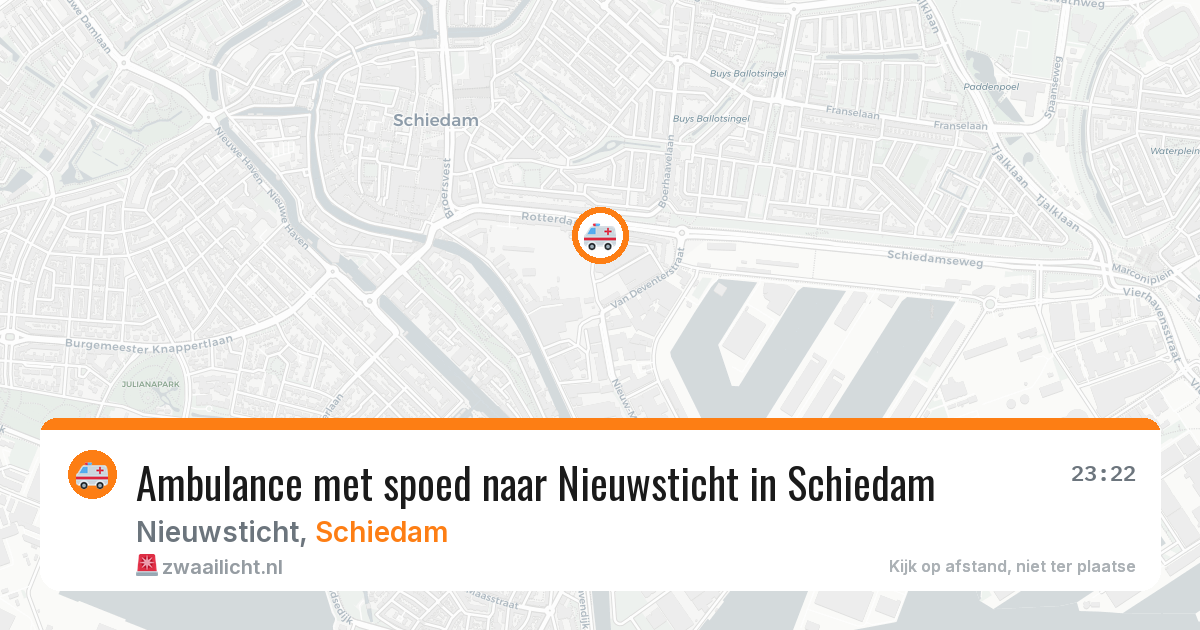 Ambulance met spoed naar Nieuwsticht in Schiedam — 4 jul 2026