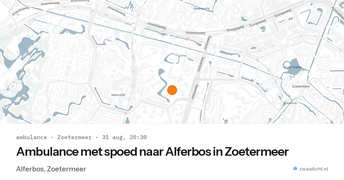 Ambulance met spoed naar Alferbos in Zoetermeer — 31 aug 2026