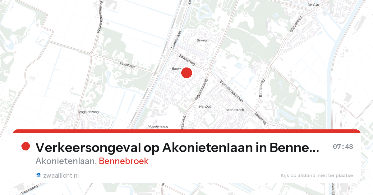 Verkeersongeval op Akonietenlaan in Bennebroek — 26 aug 2026