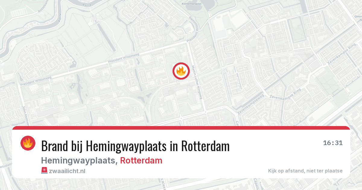 Brand bij Hemingwayplaats in Rotterdam — 26 mei 2026