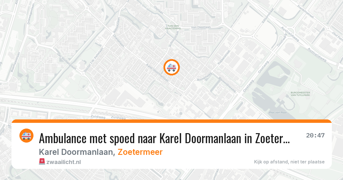 Ambulance met spoed naar Karel Doormanlaan in Zoetermeer — 15 jul 2026