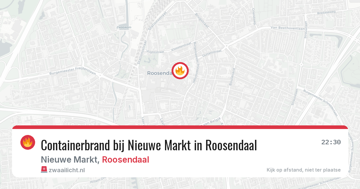 Containerbrand bij Nieuwe Markt in Roosendaal — 7 mei 2026