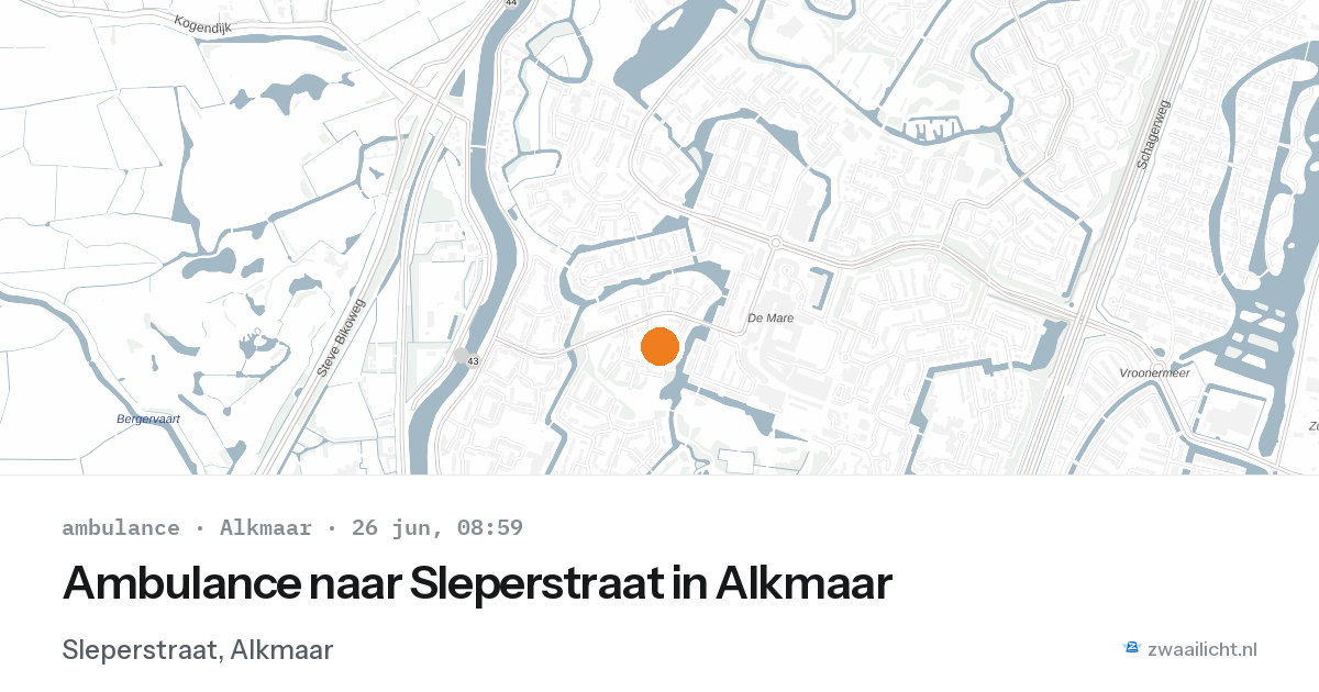 Ambulance naar Sleperstraat in Alkmaar — 26 jun 2026