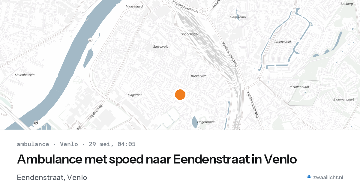 Ambulance met spoed naar Eendenstraat in Venlo — 29 mei 2026