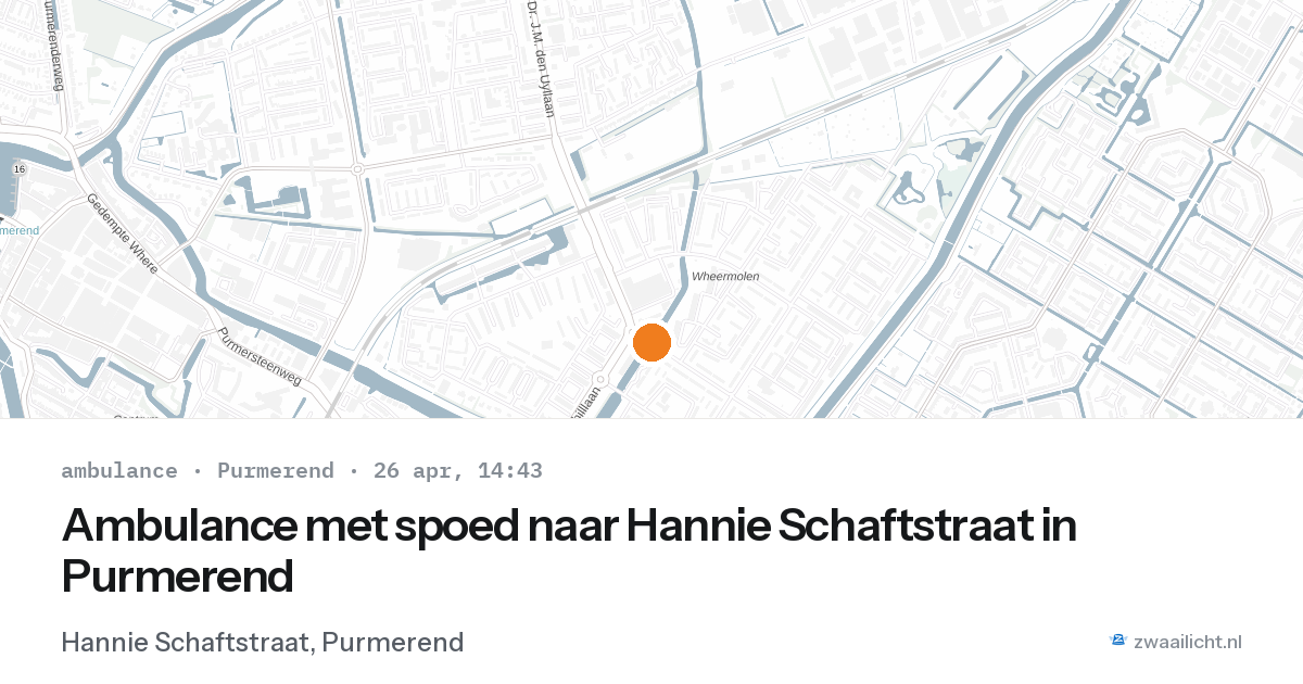 Ambulance met spoed naar Hannie Schaftstraat in Purmerend — 26 apr 2026